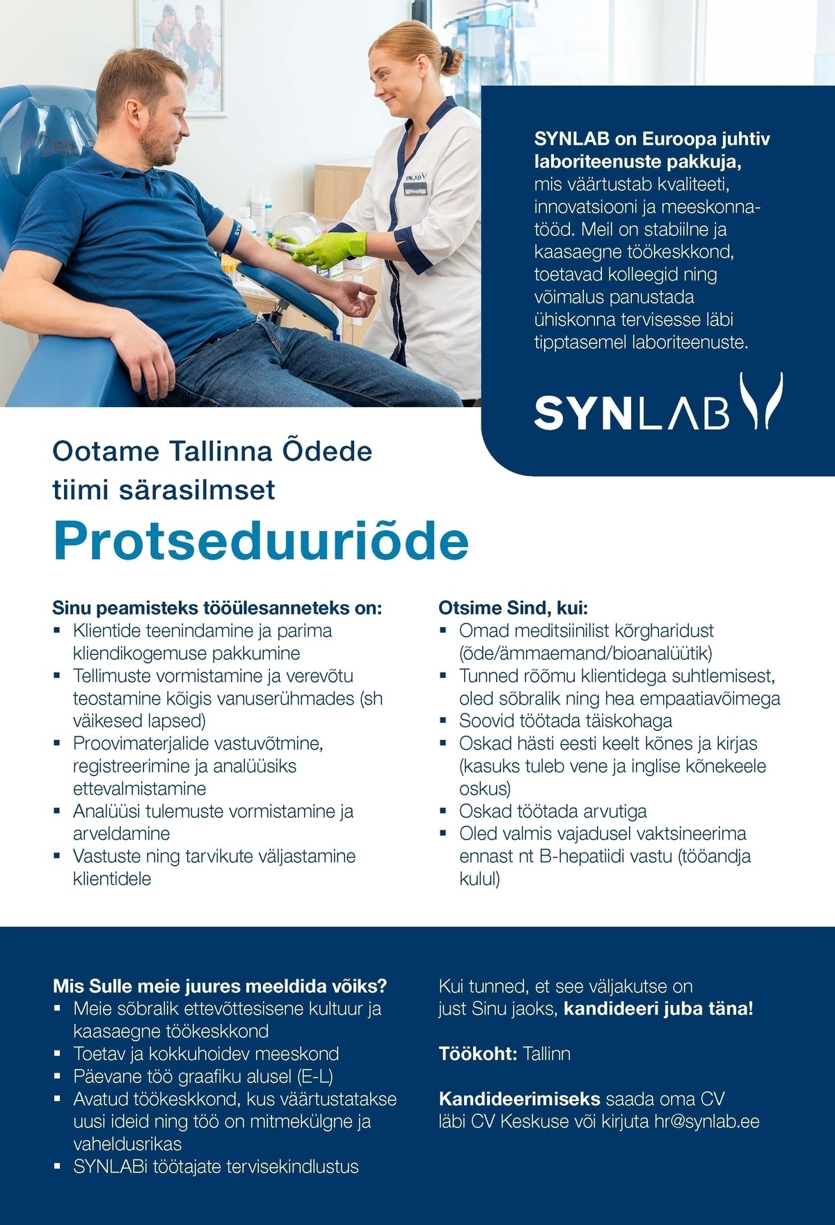 SYNLAB Eesti OÜ Protseduuriõde Tallinnasse