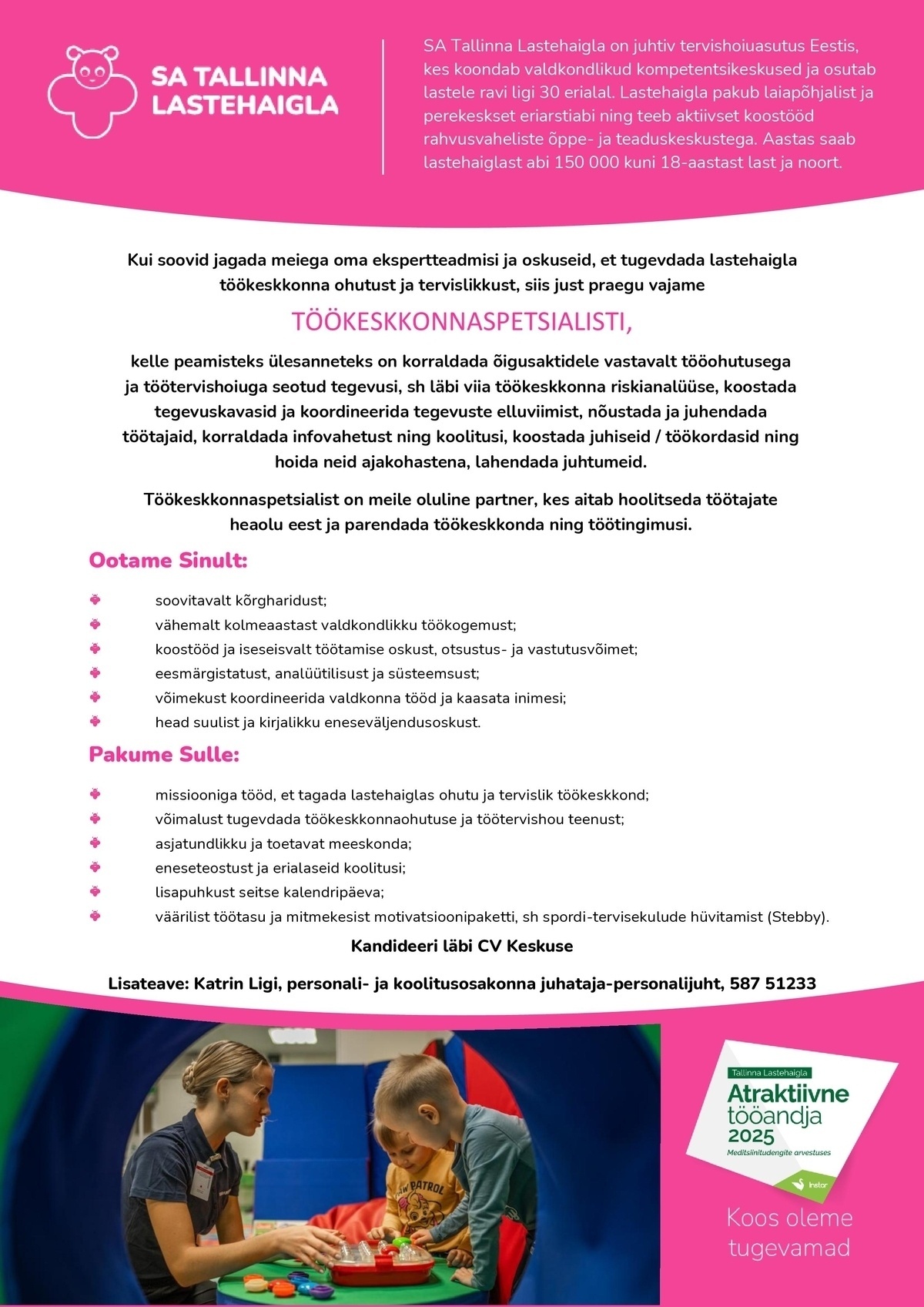 Tallinna Lastehaigla SA Töökeskkonnaspetsialist