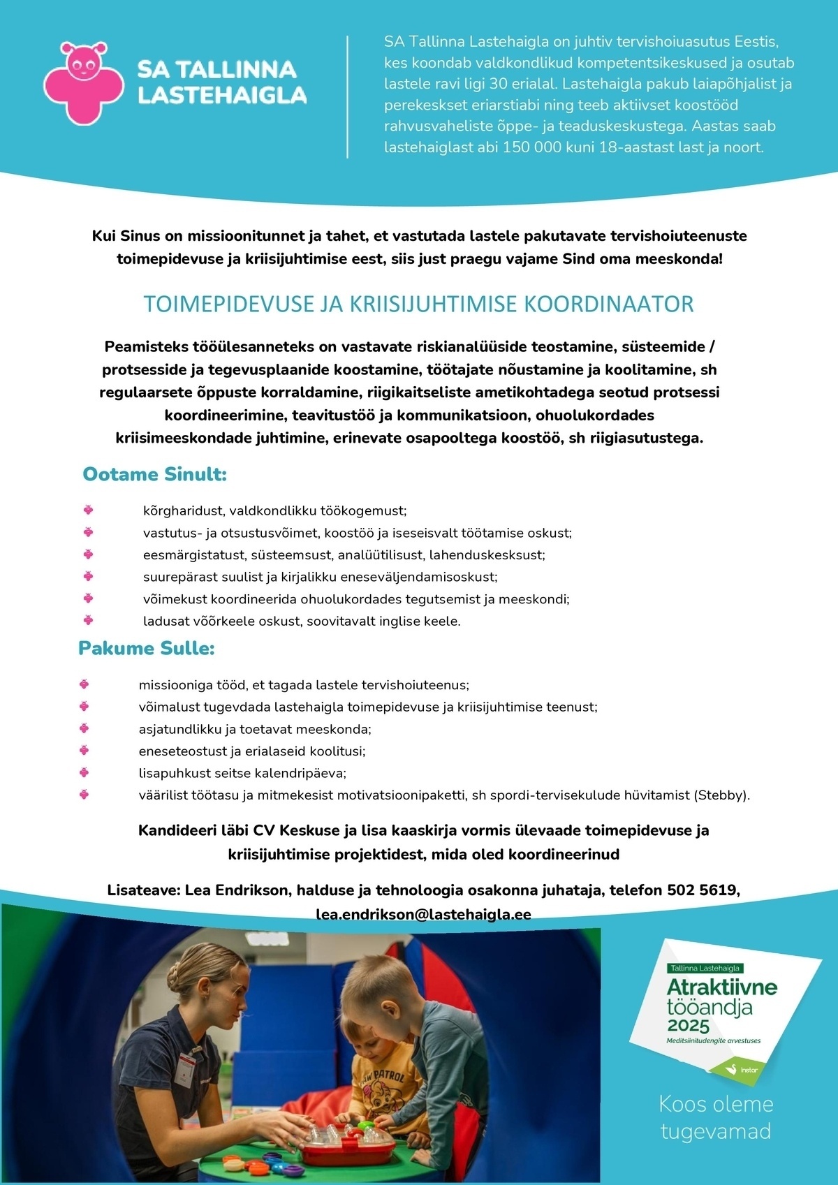 Tallinna Lastehaigla SA TOIMEPIDEVUSE JA KRIISIJUHTIMISE KOORDINAATOR