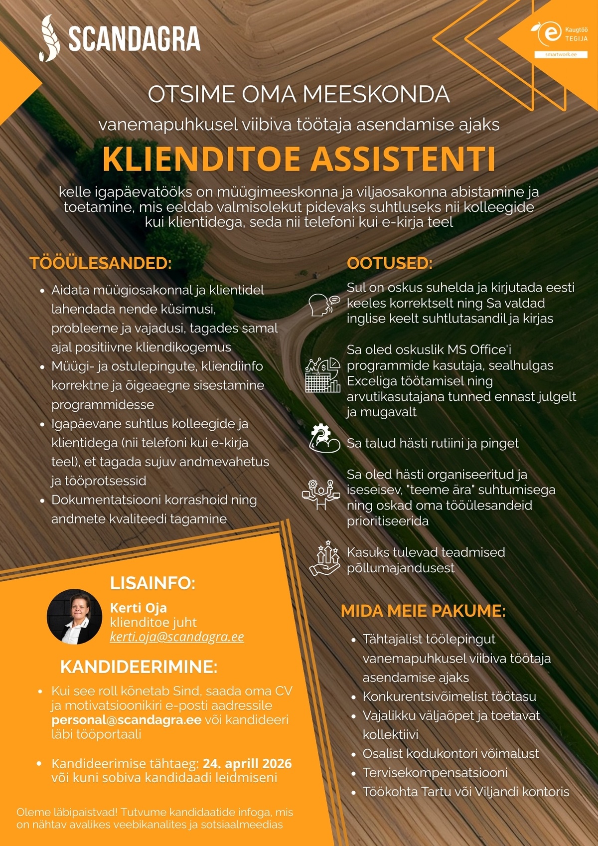 SCANDAGRA EESTI AS Klienditoe assistent (vanemapuhkuse asendaja)