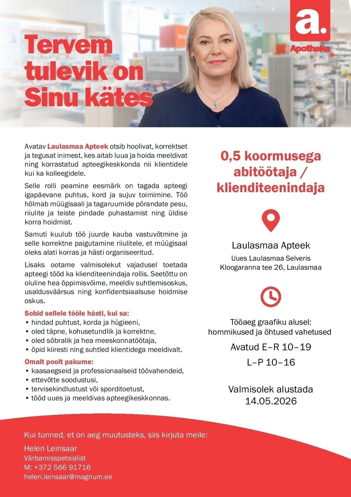 Apotheka Abitöötaja Laulasmaa Selveri Apotheka Apteeki