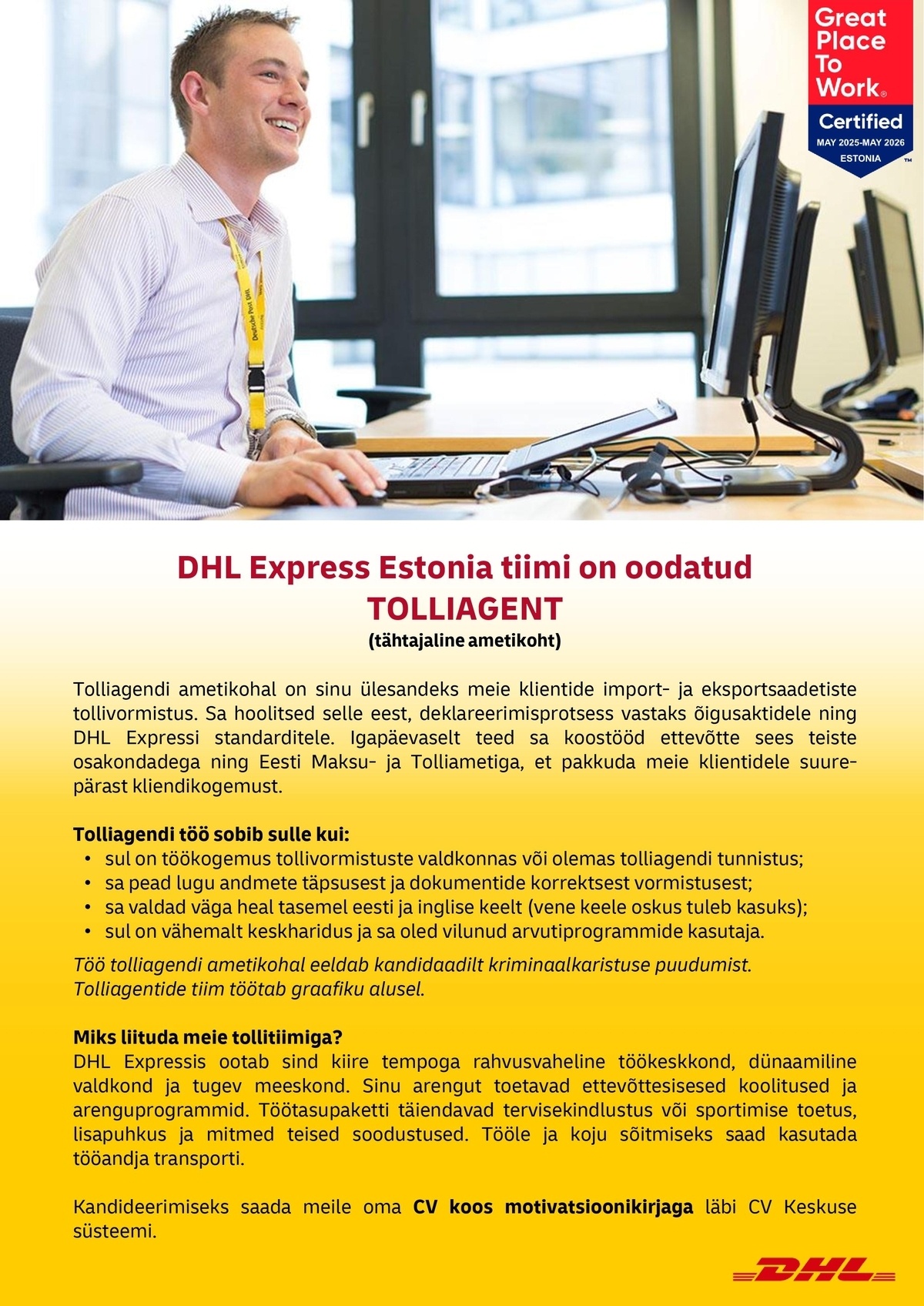 DHL Express Estonia AS Tolliagent (tähtajaline leping)