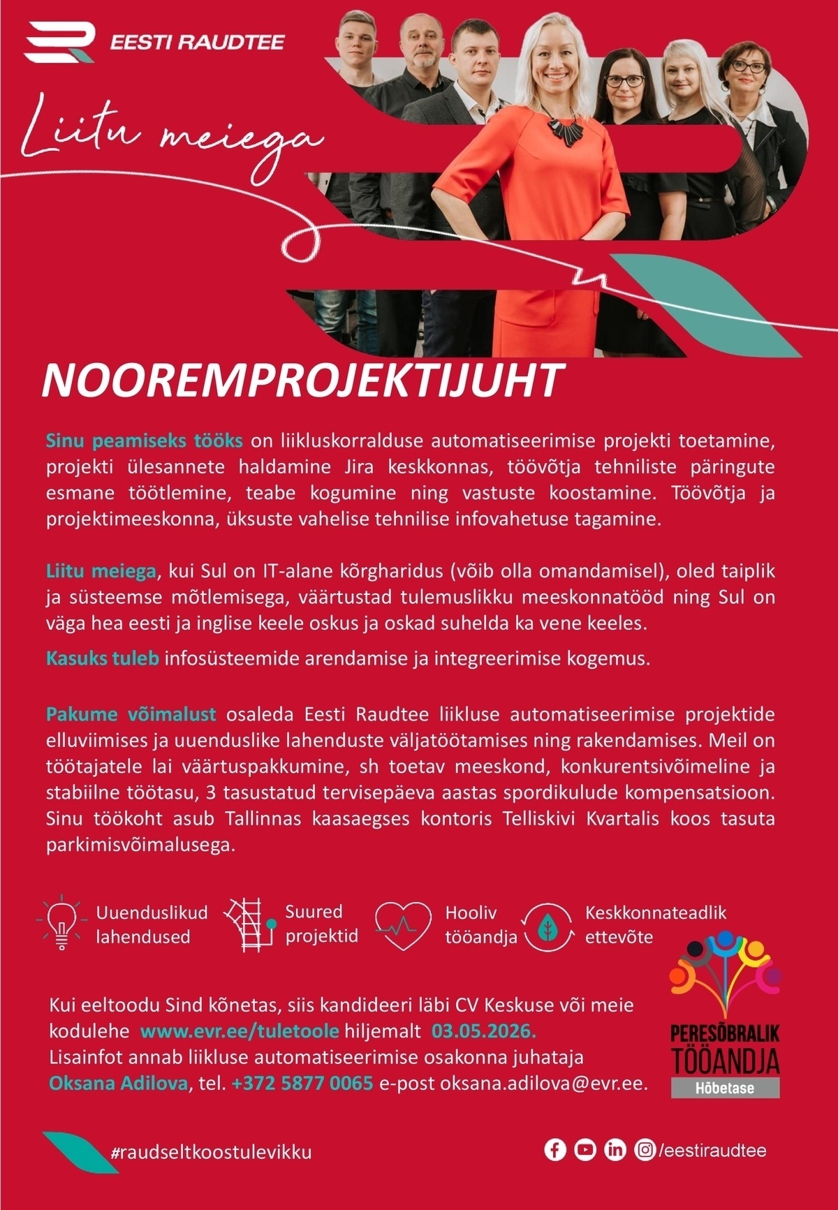 Eesti Raudtee AS Nooremprojektijuht