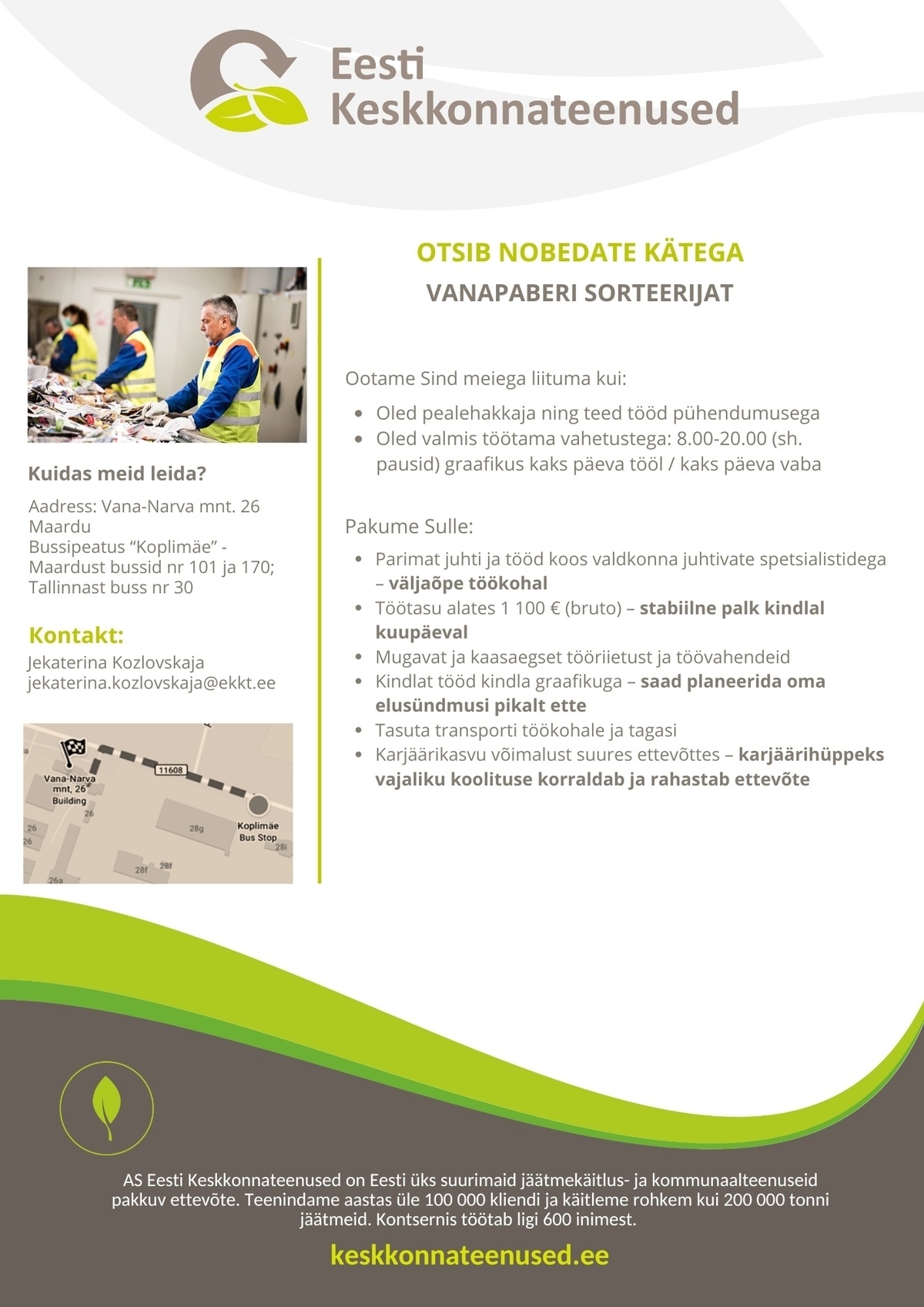 Eesti Keskkonnateenused AS Tehase töötaja