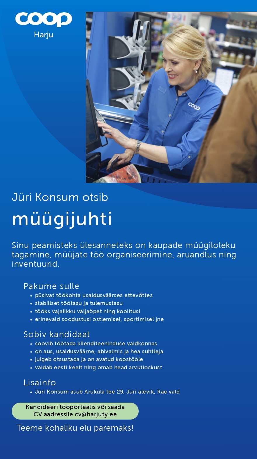 Harju Tarbijate Ühistu Müügijuht Jüri Konsumisse (Coop Harju)