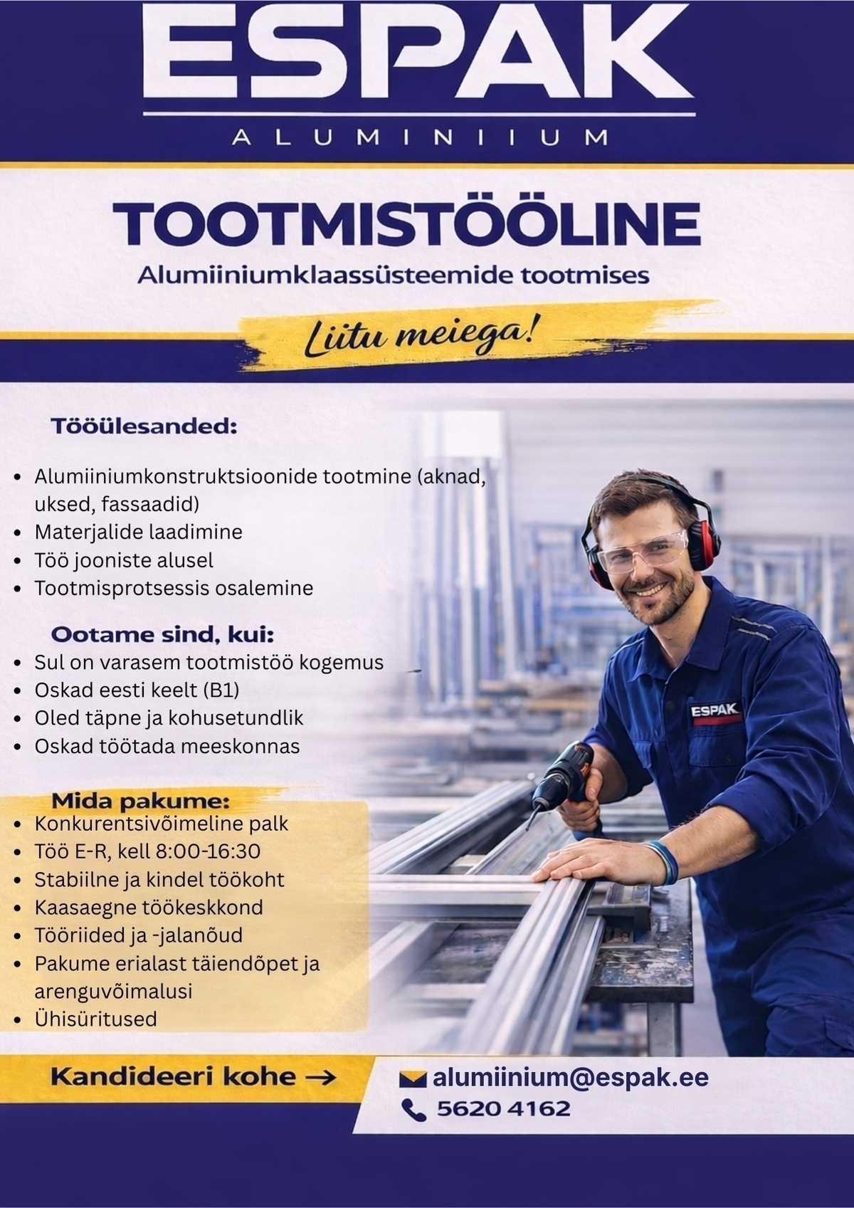 Espak Alumiinium OÜ Tootmistööline