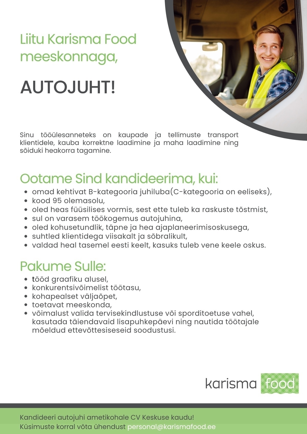 Karisma Food OÜ Autojuht
