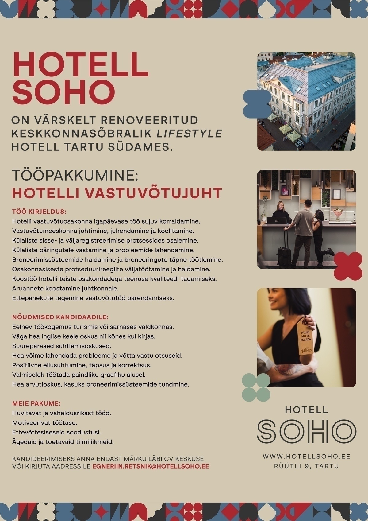 RK HOTELS OÜ Vastuvõtujuht