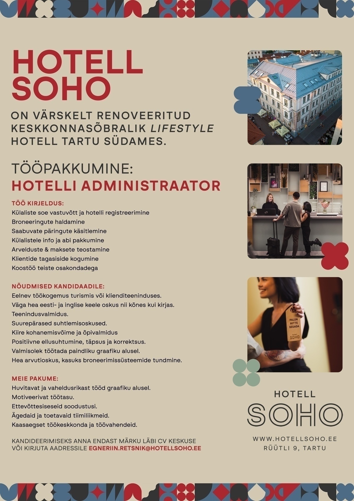 RK HOTELS OÜ Vastuvõtuadministraator