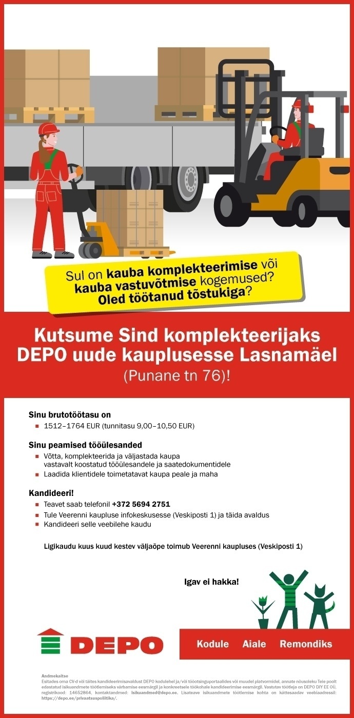 DEPO DIY EE OÜ Komplekteerija, Lasnamäe (Punane tn 76)