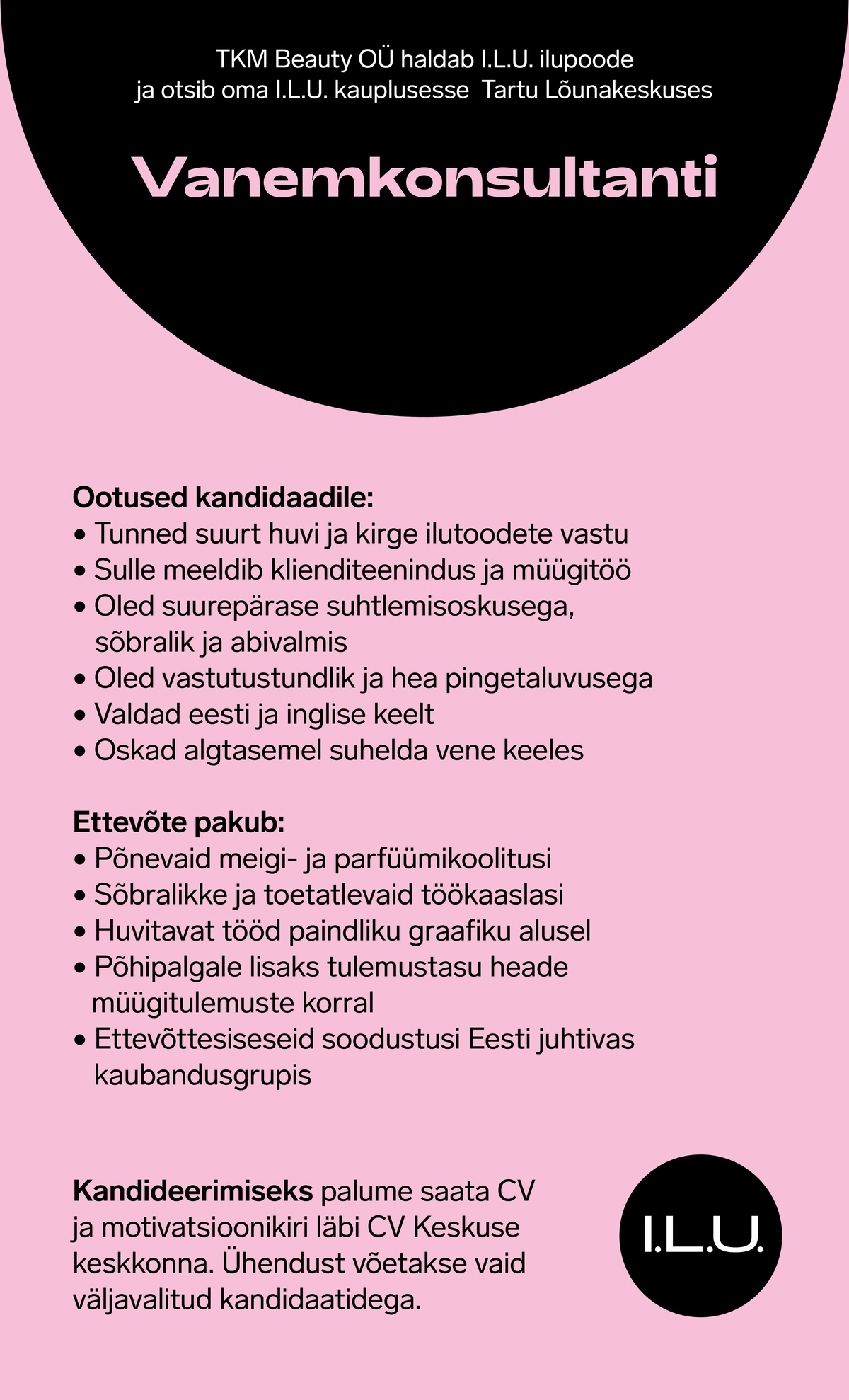 TKM BEAUTY EESTI OÜ VANEMKONSULTANT Lõunakeskuses