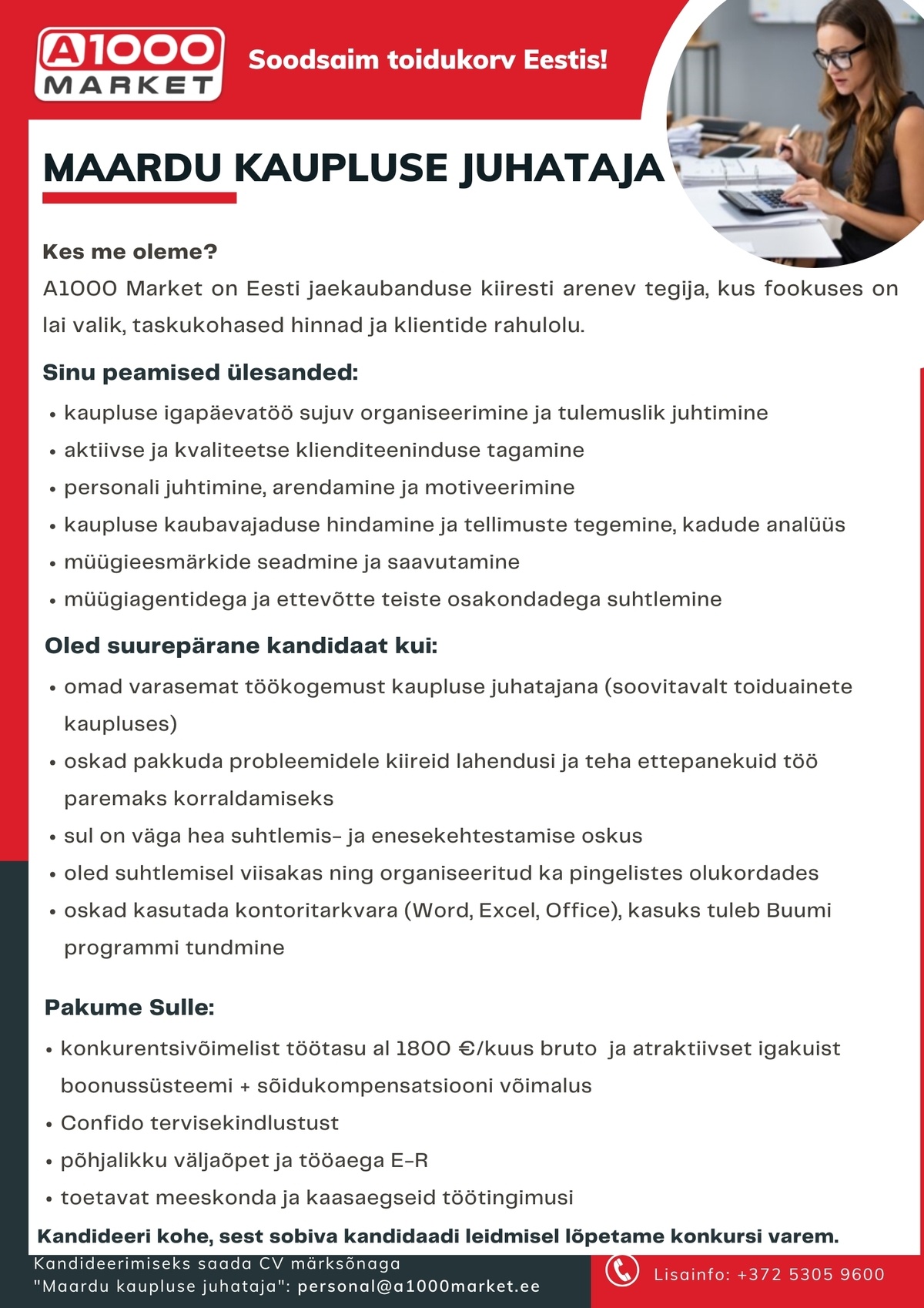 A1M OÜ - A1000Market Kaupluse juhataja