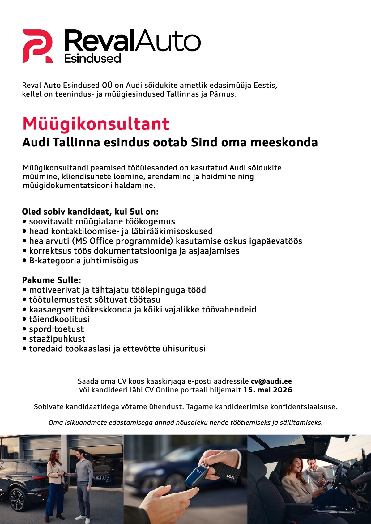 REVAL AUTO ESINDUSED OÜ Müügikonsultant