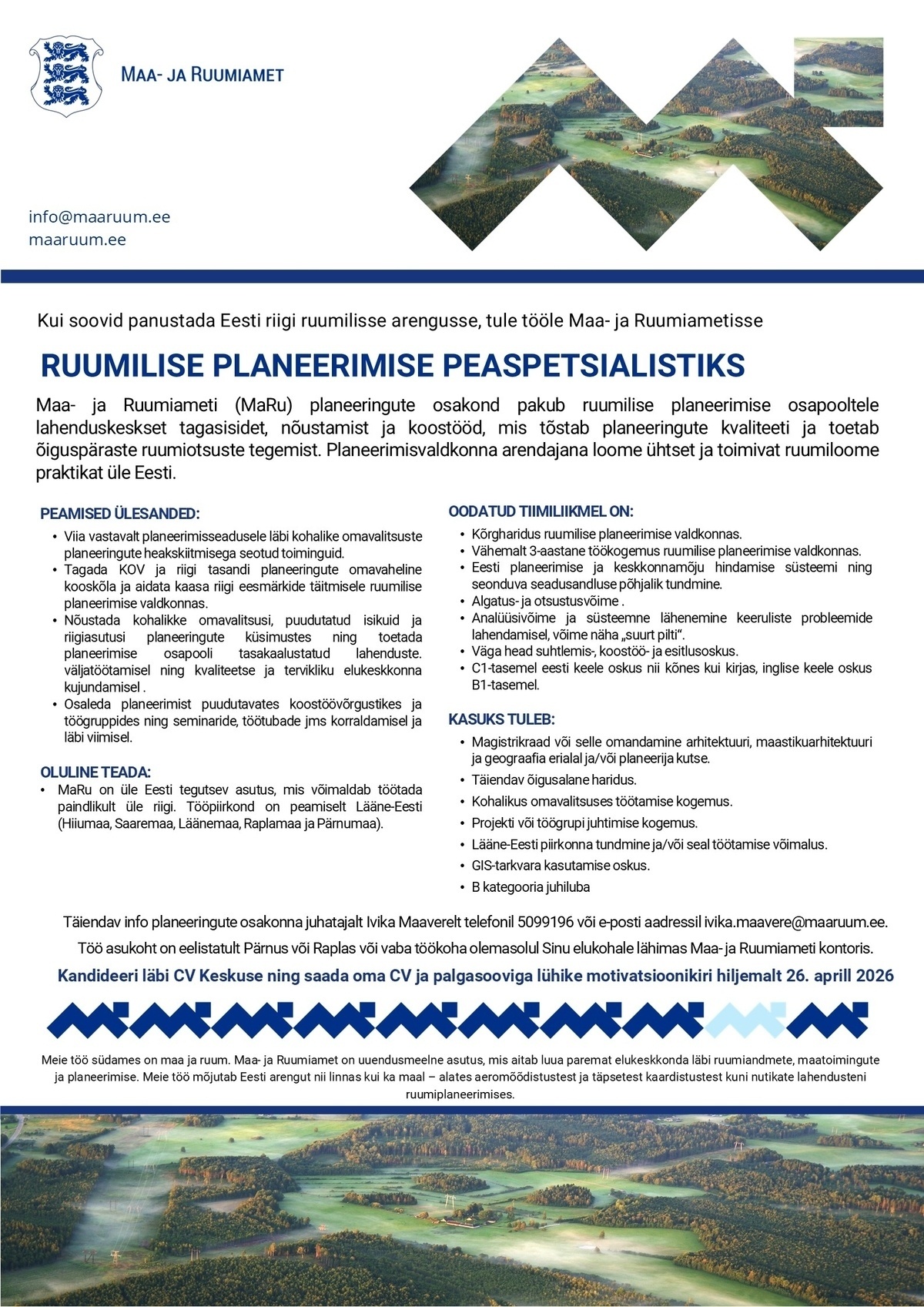 Maa- ja Ruumiamet Spetsialist