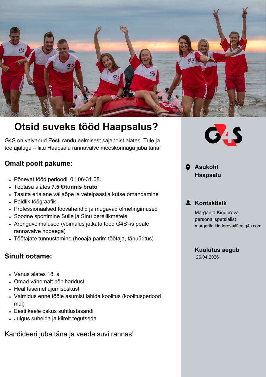 AS G4S Eesti Vetelpäästja Haapsalu rannas
