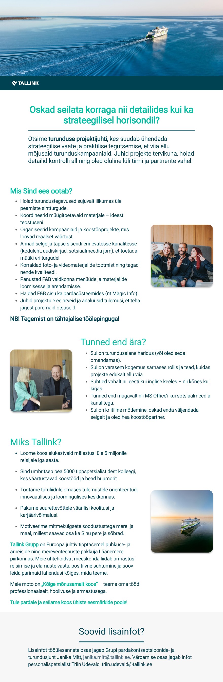 Tallink Grupp AS Turunduse projektijuht