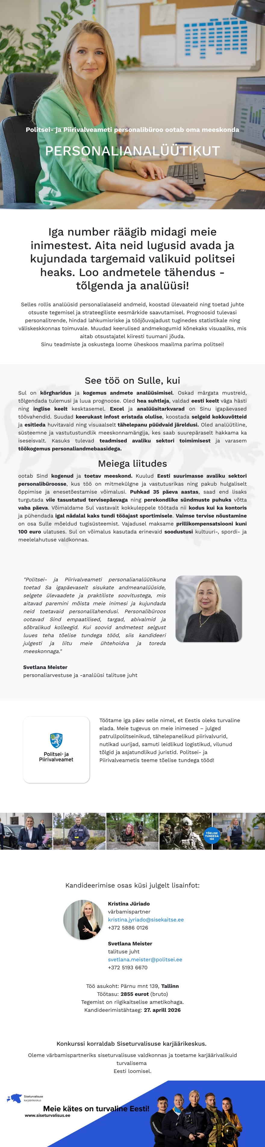 Siseturvalisuse karjäärikeskus Personalianalüütik