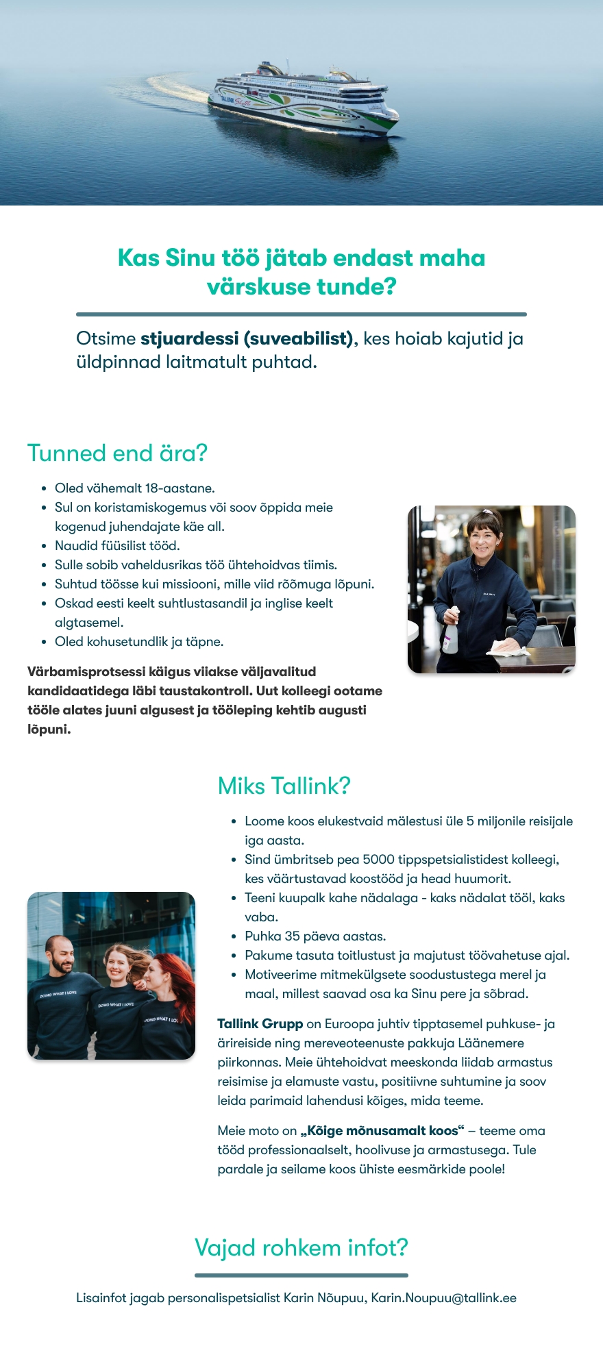 Tallink Grupp AS Stjuardess (suveabiline)