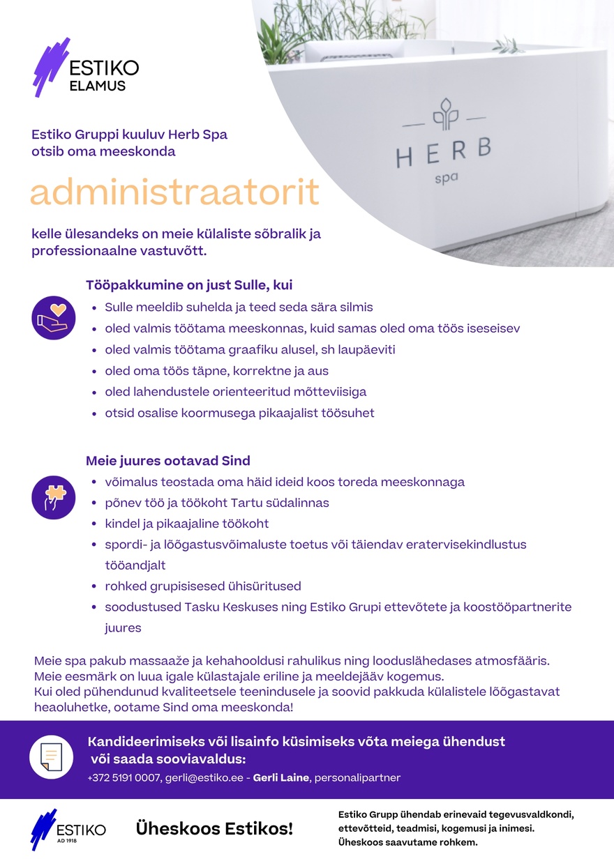 Dorpat OÜ Herb spa administraator