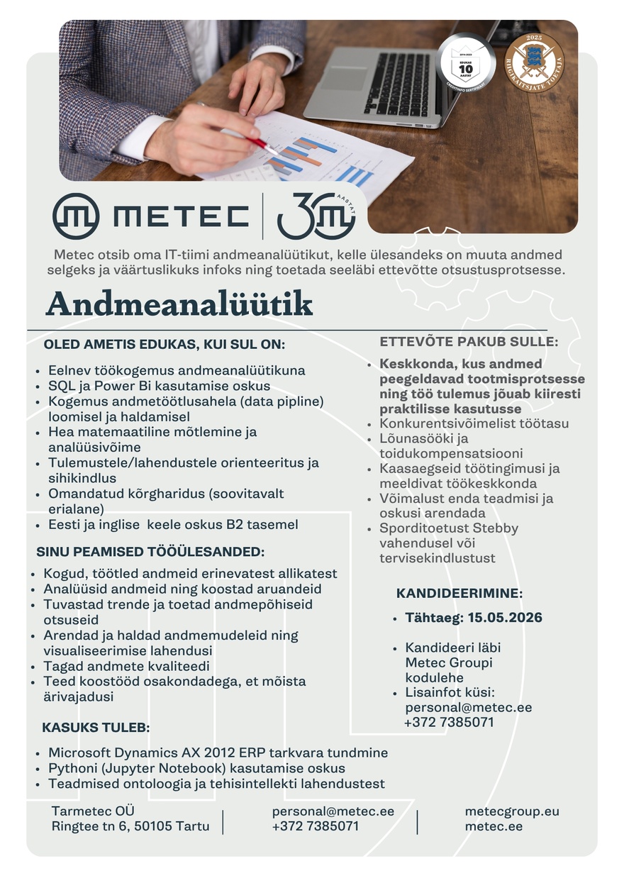 Tarmetec OÜ Andmeanalüütik