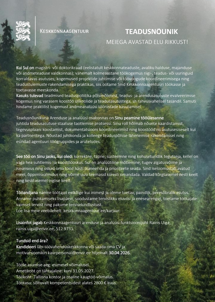 Keskkonnaagentuur TEADUSNÕUNIK