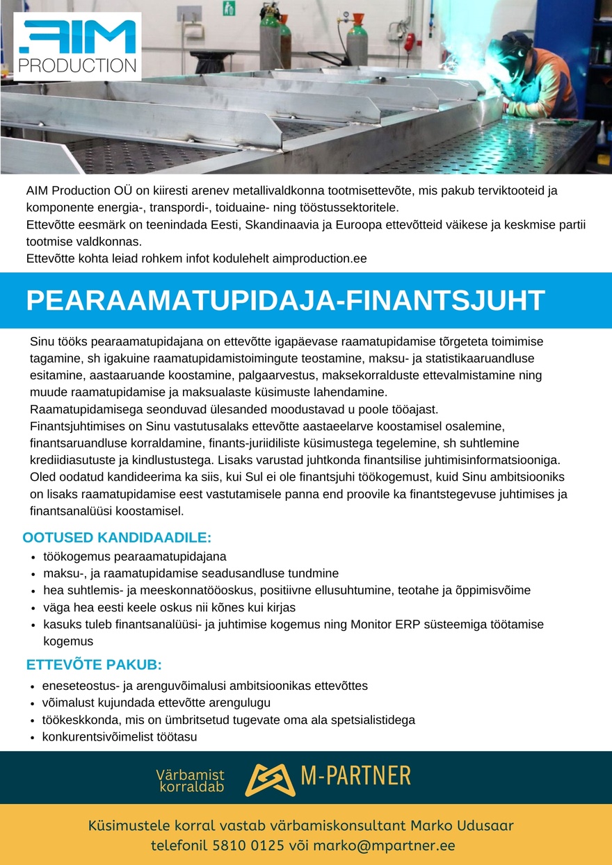 M-Partner HR Raamatupidaja-finantsjuht