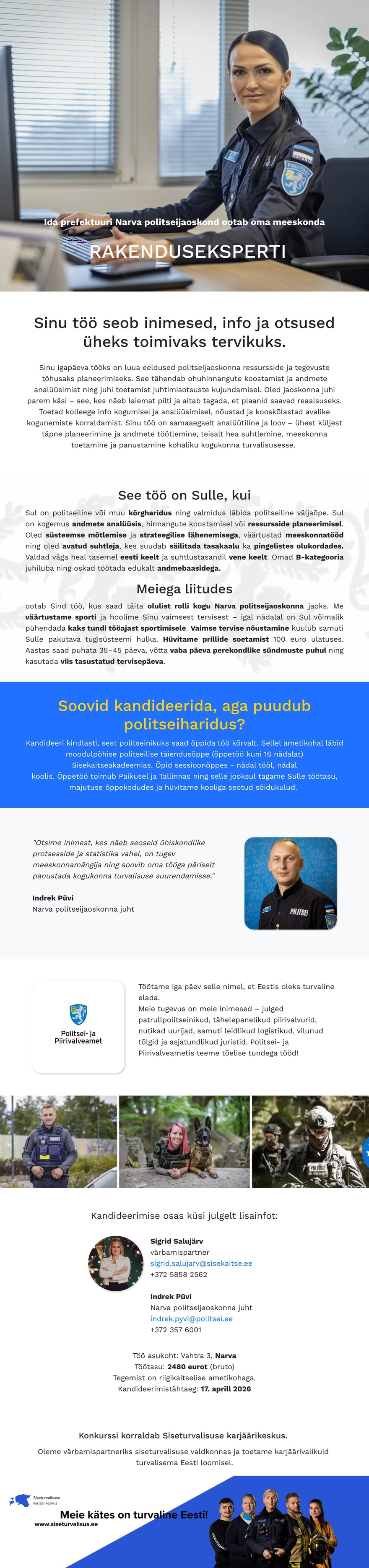 Siseturvalisuse karjäärikeskus Rakendusekspert