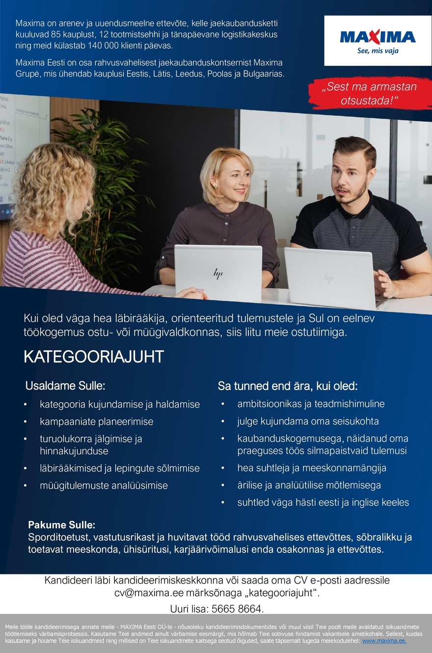 Maxima Eesti OÜ Kategooriajuht