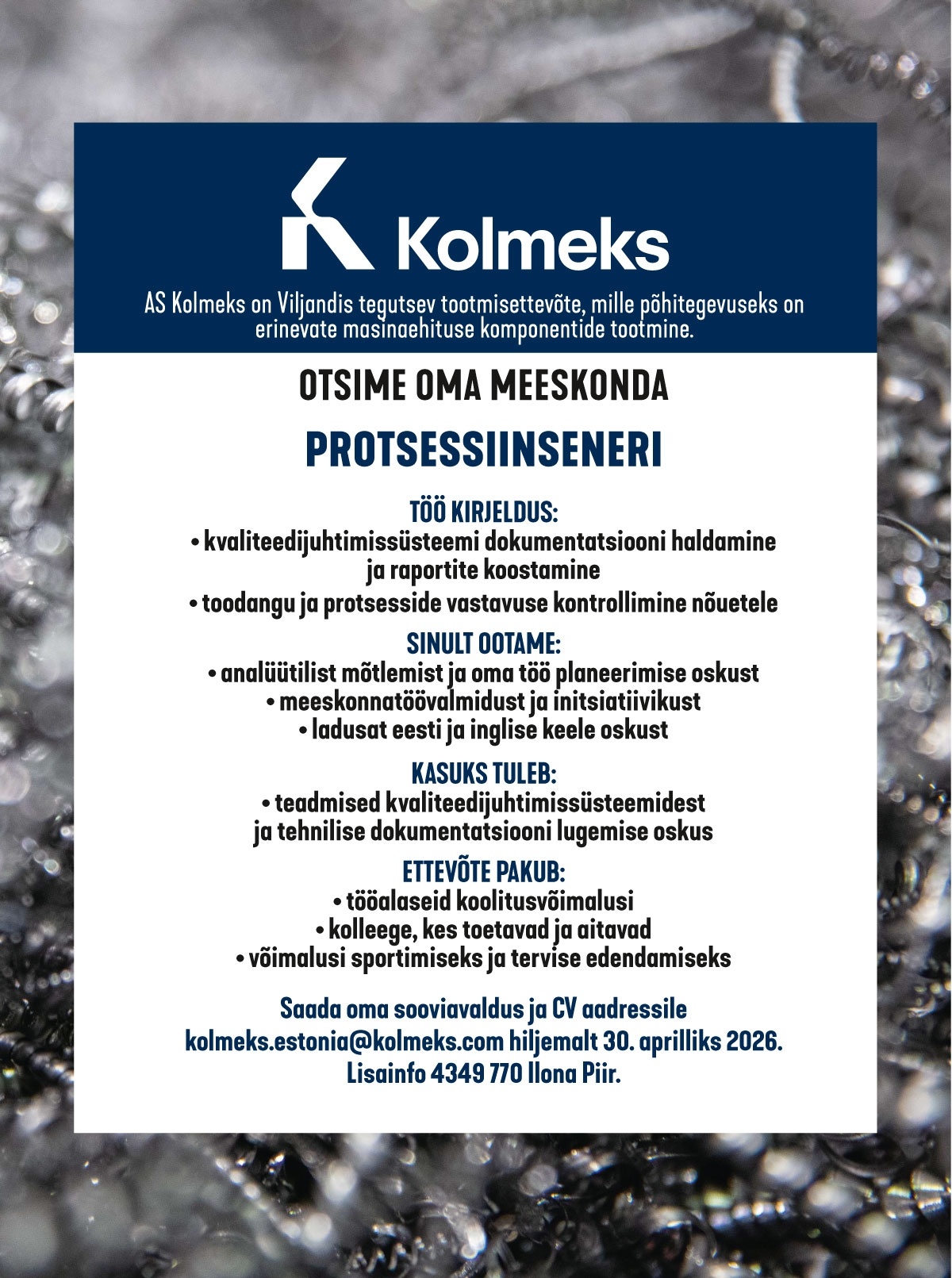 Kolmeks AS Protsessiinsener