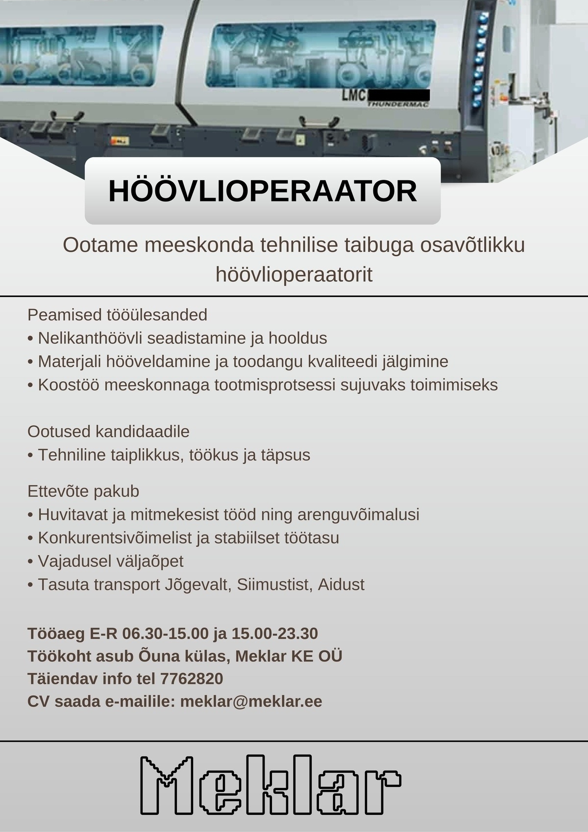 MEKLAR KE OÜ HÖÖVLIOPERAATOR