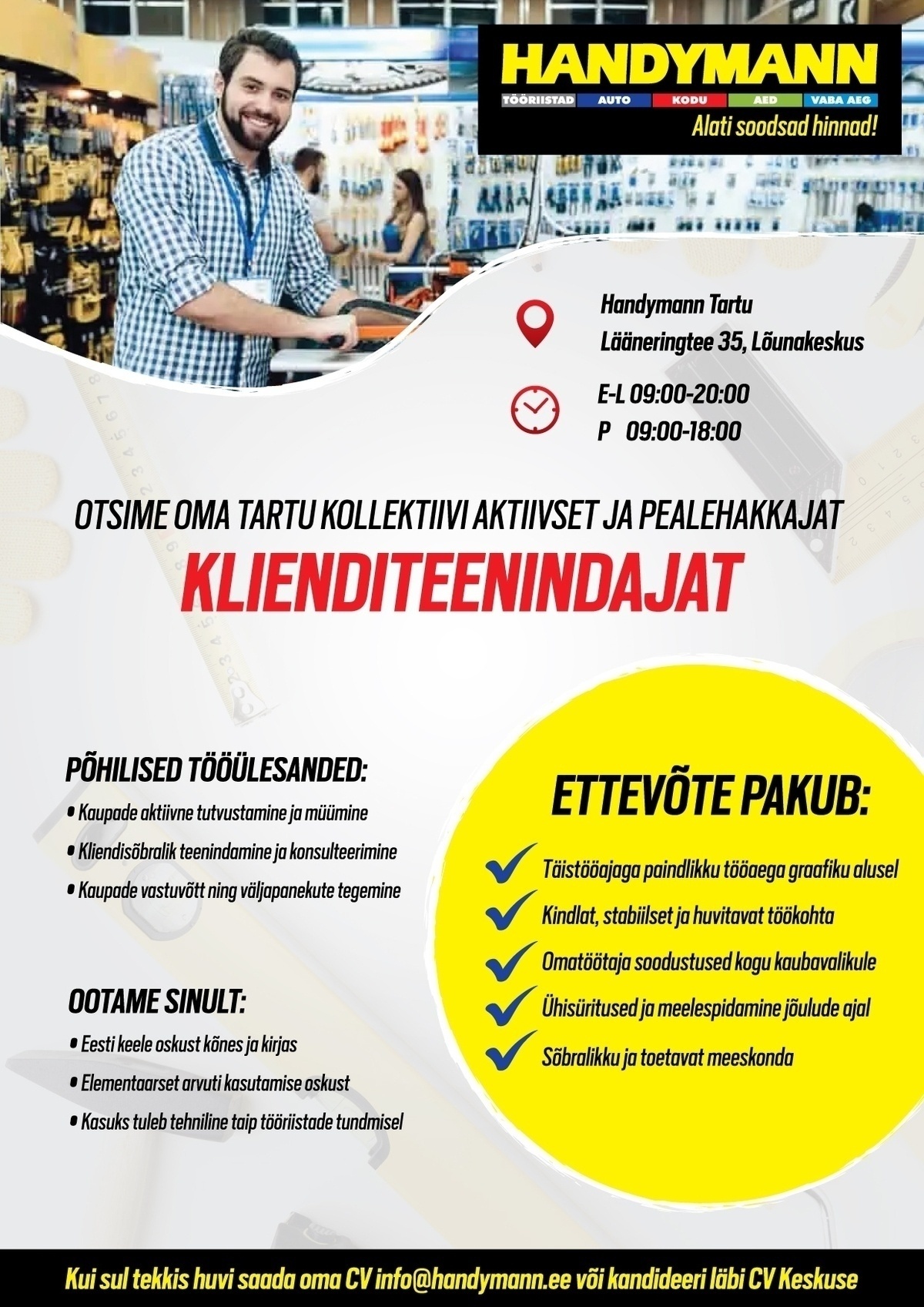 Handymann OÜ Klienditeenindaja Tartu Handymanni