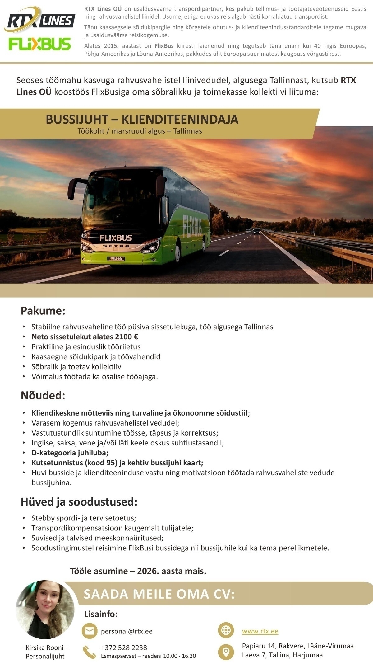 RTX Lines OÜ Rahvusvahelise liiniveo bussijuht