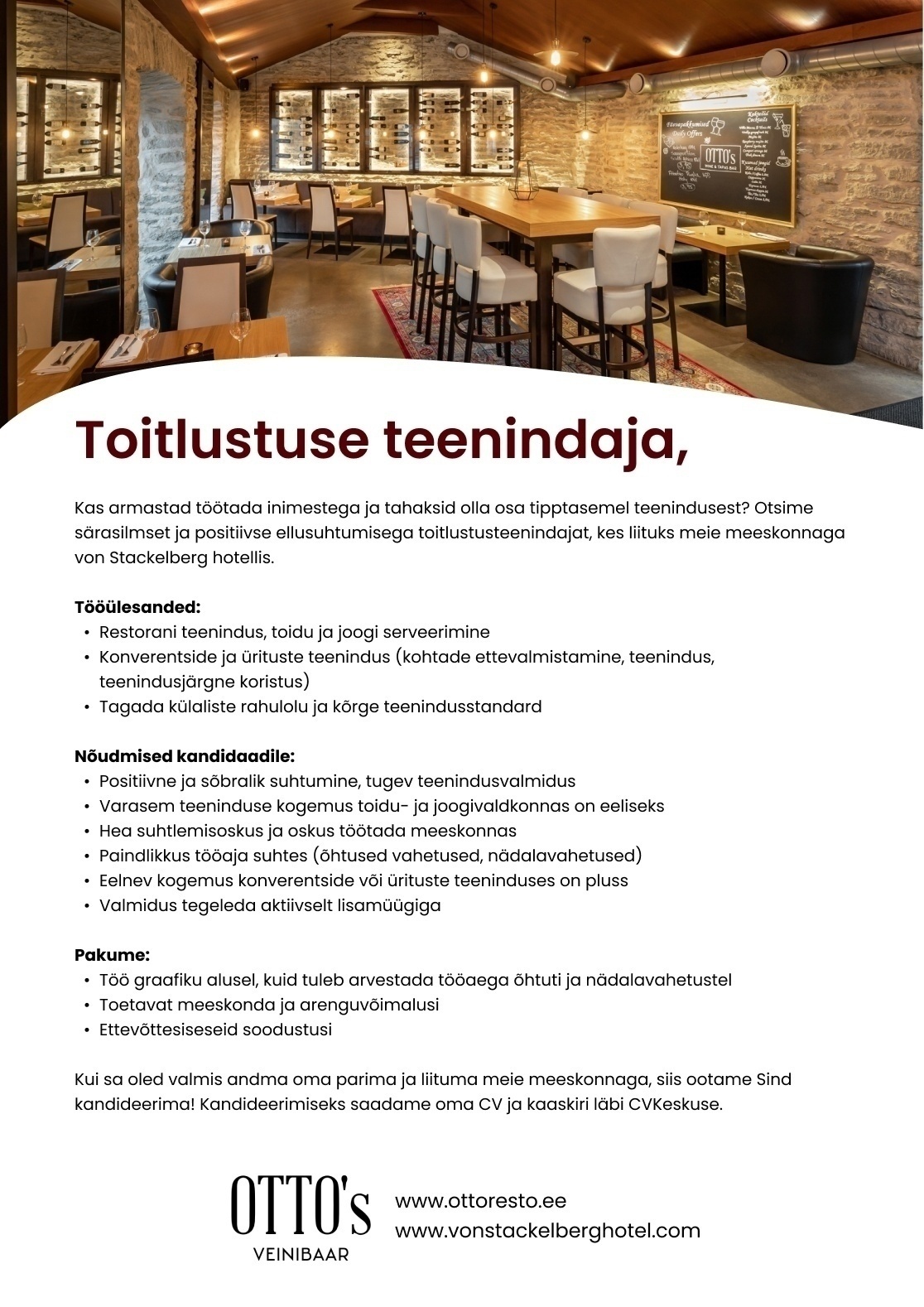 Easy Stay Hospitality OÜ Baaridaam-ettekandja