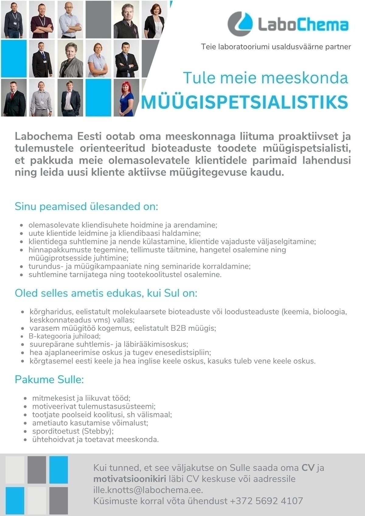 LABOCHEMA EESTI OÜ Bioteaduste toodete müügispetsialist