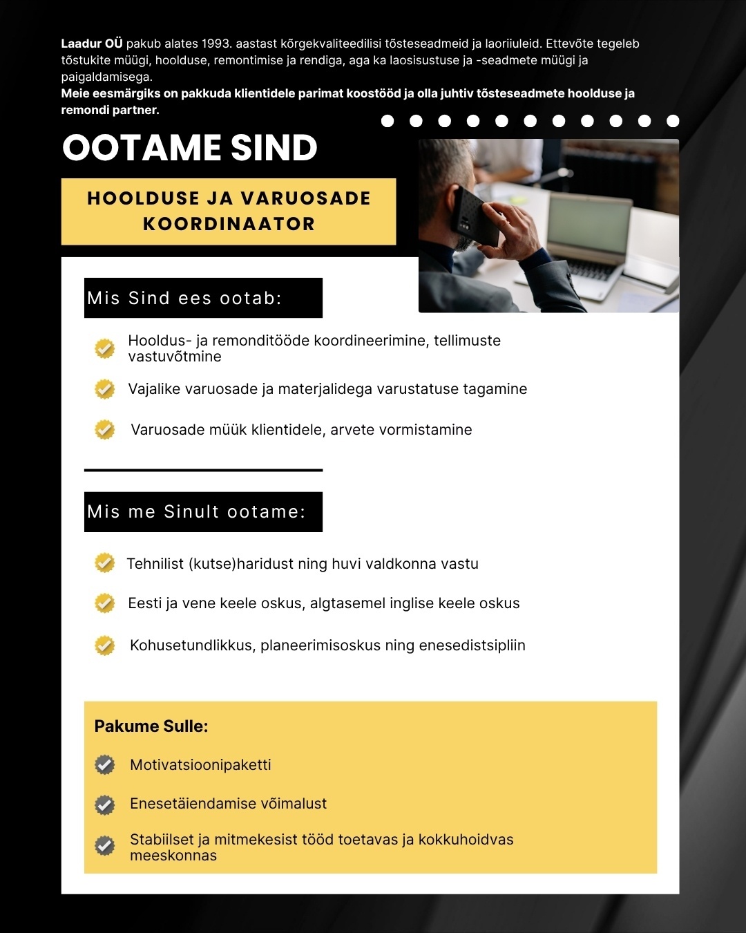 Laadur OÜ HOOLDUSE JA VARUOSADE KOORDINAATOR