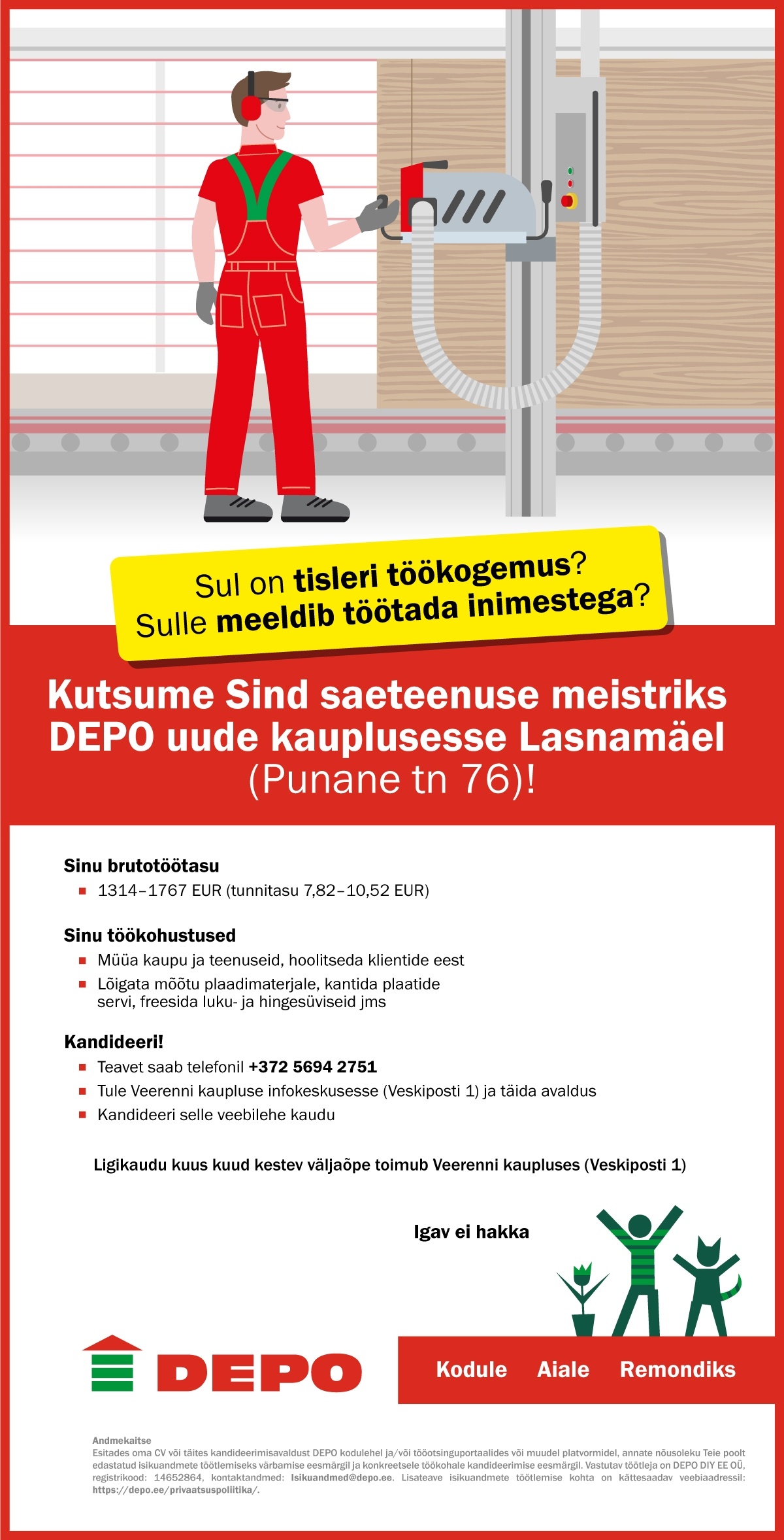 DEPO DIY EE OÜ Saeteenuse meister, Lasnamäe (Punane tn 76)