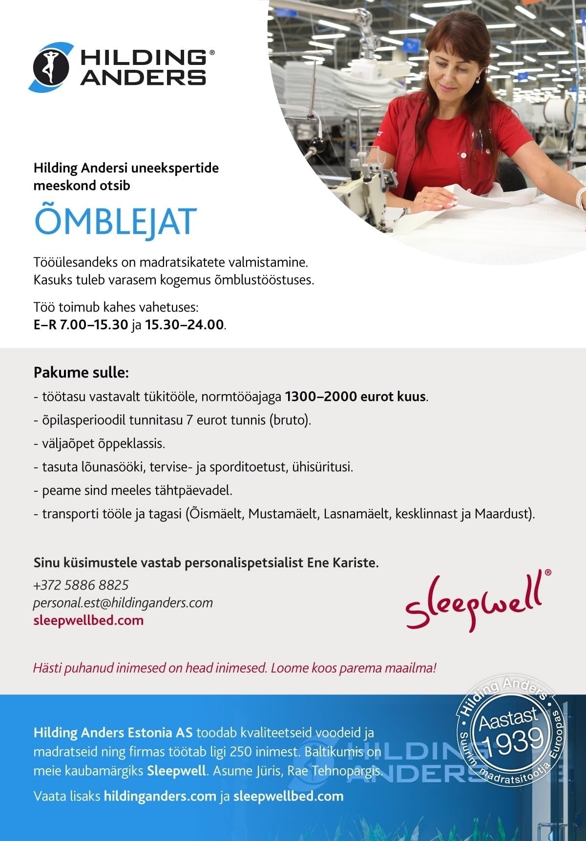 Hilding Anders Estonia AS Õmbleja