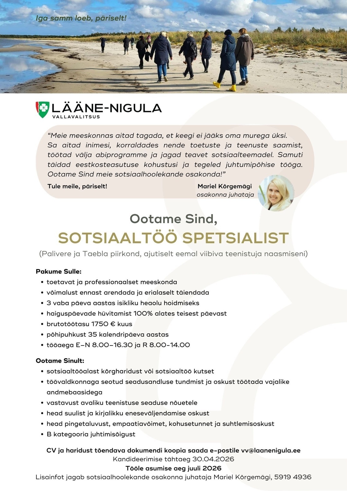 LÄÄNE-NIGULA VALLAVALITSUS Sotsiaaltöö spetsialist