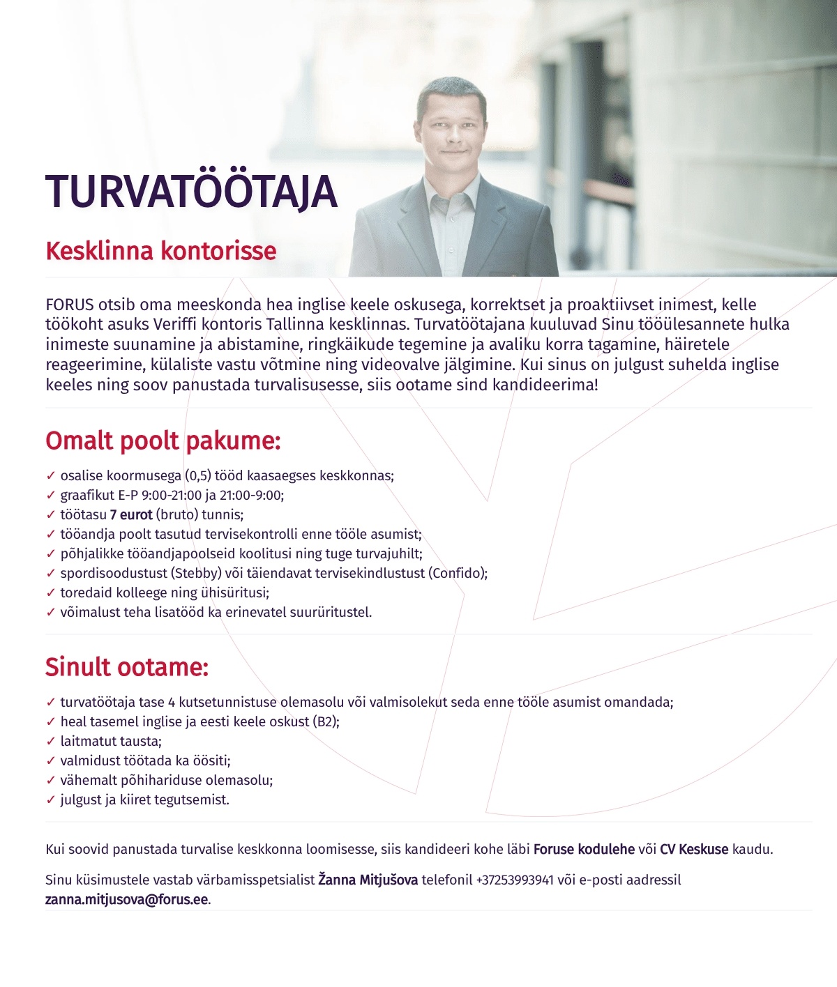 Forus Security AS Turvatöötaja kesklinna kontorisse