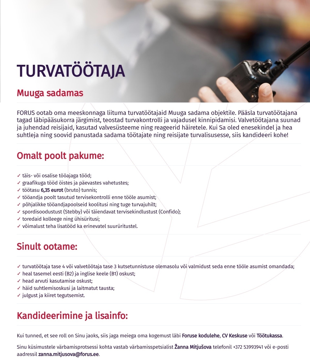 Forus Security AS Turvatöötaja Muuga sadamas