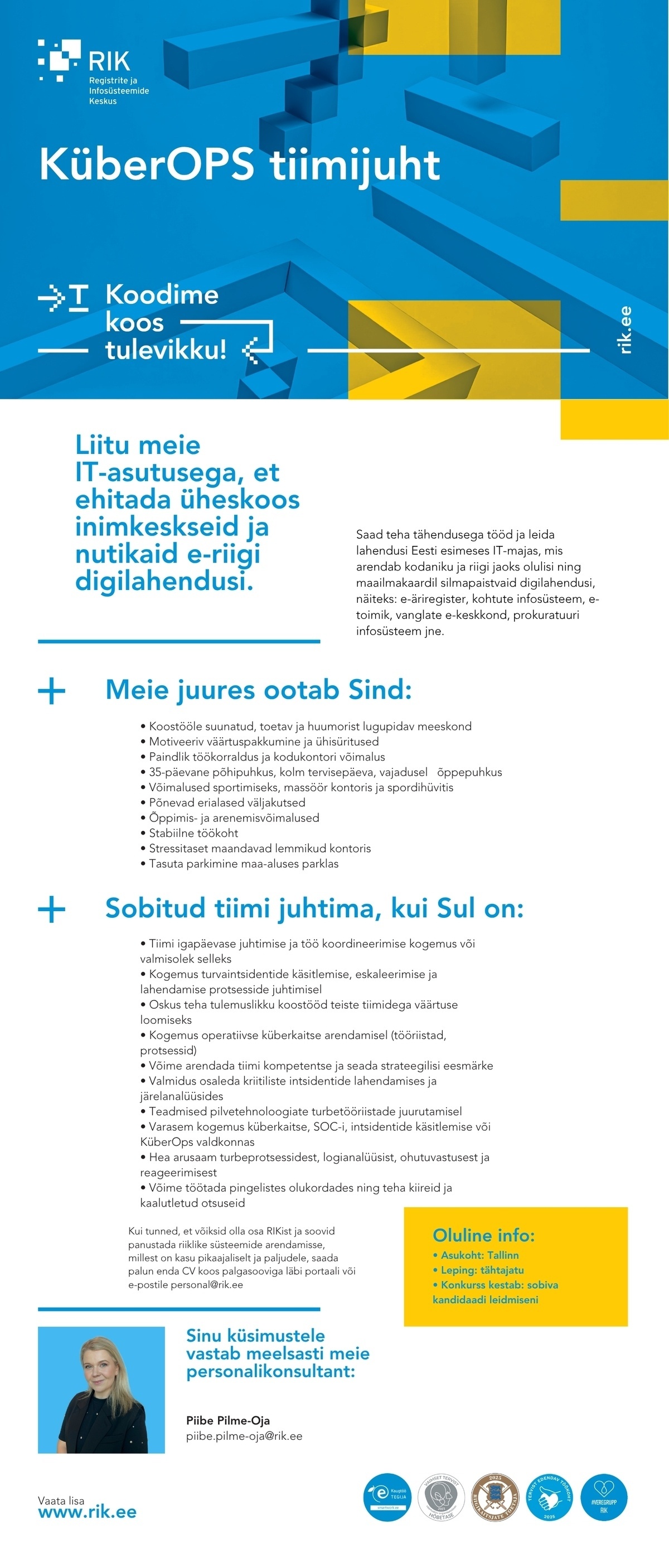 Registrite ja Infosüsteemide Keskus KüberOPS tiimijuht