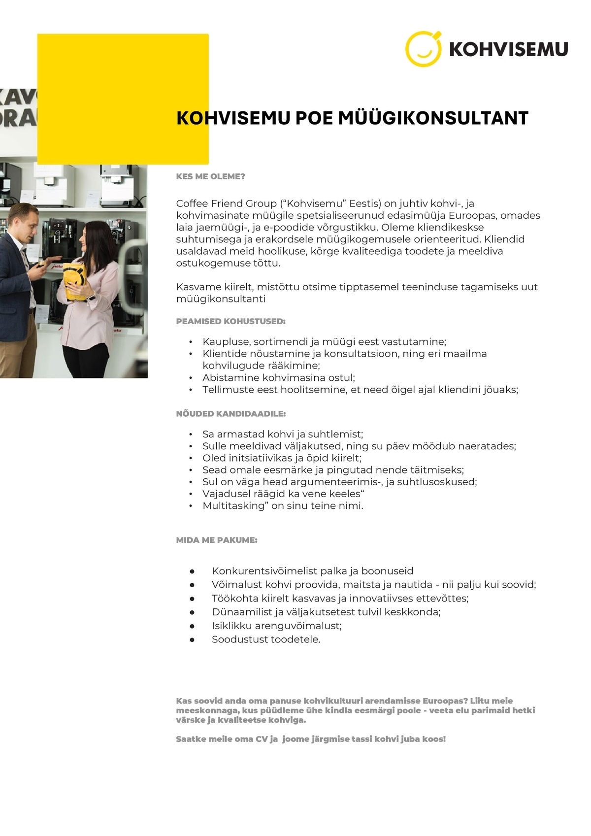 Kohvisemu OÜ Müügikonsultant