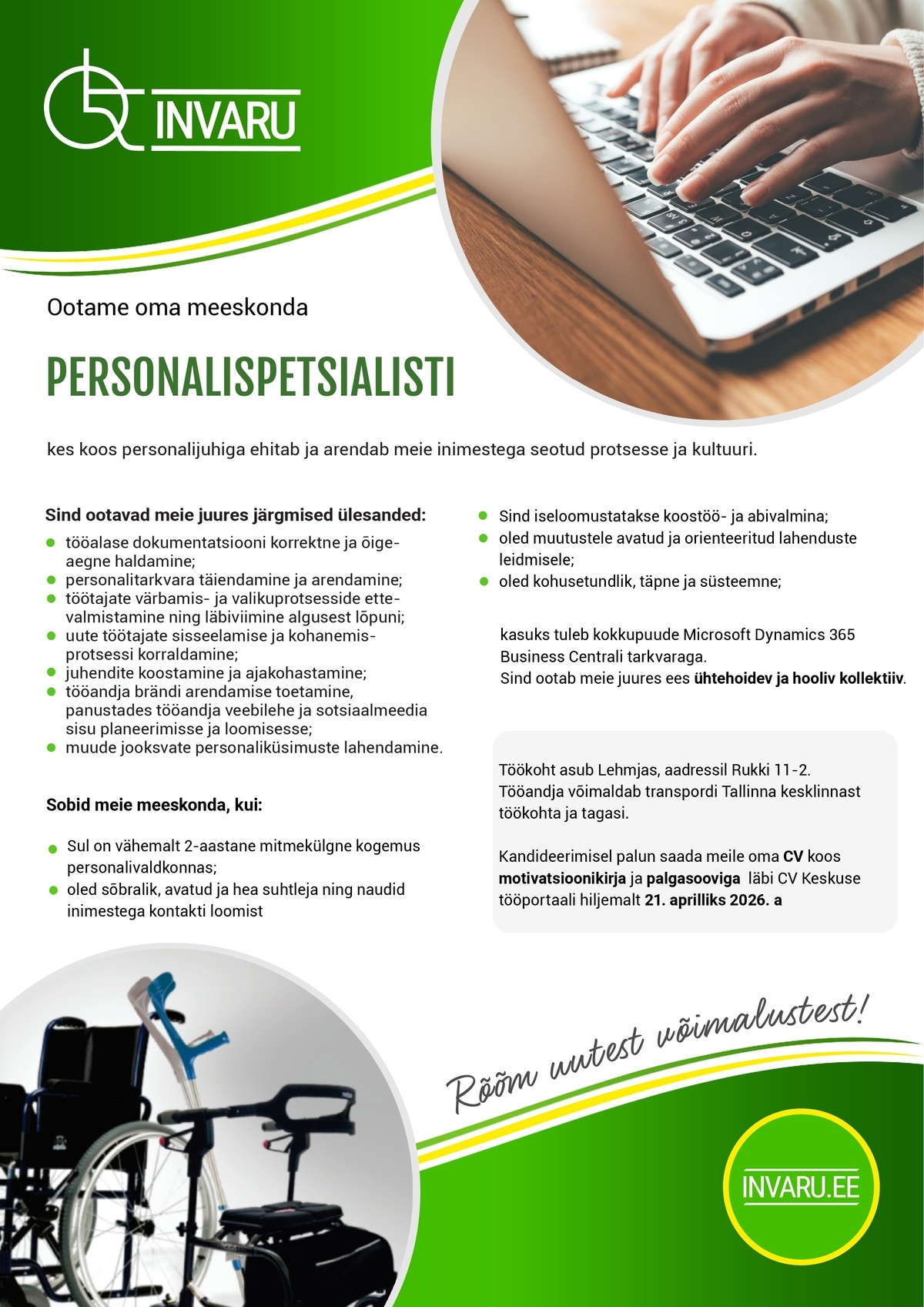 Invaru OÜ Personalispetsialist