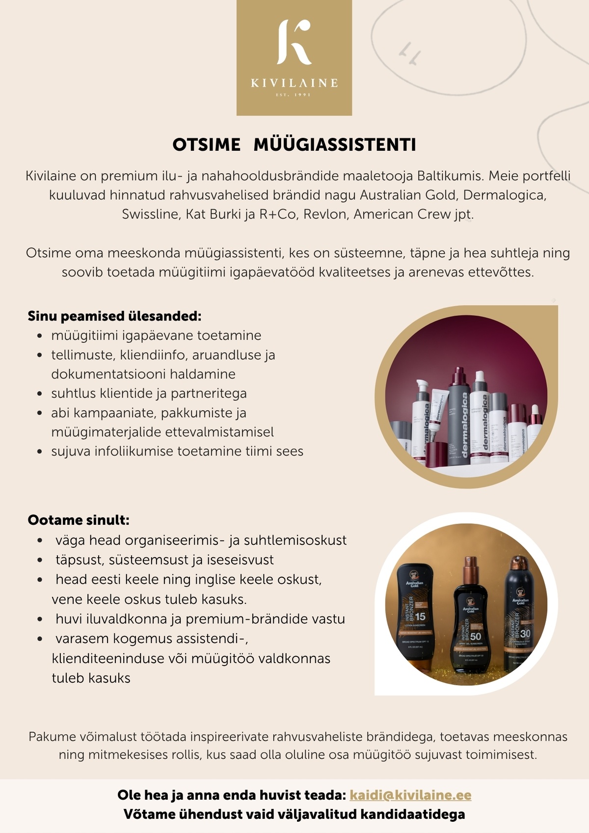 Kivilaine OÜ Müügiassistent