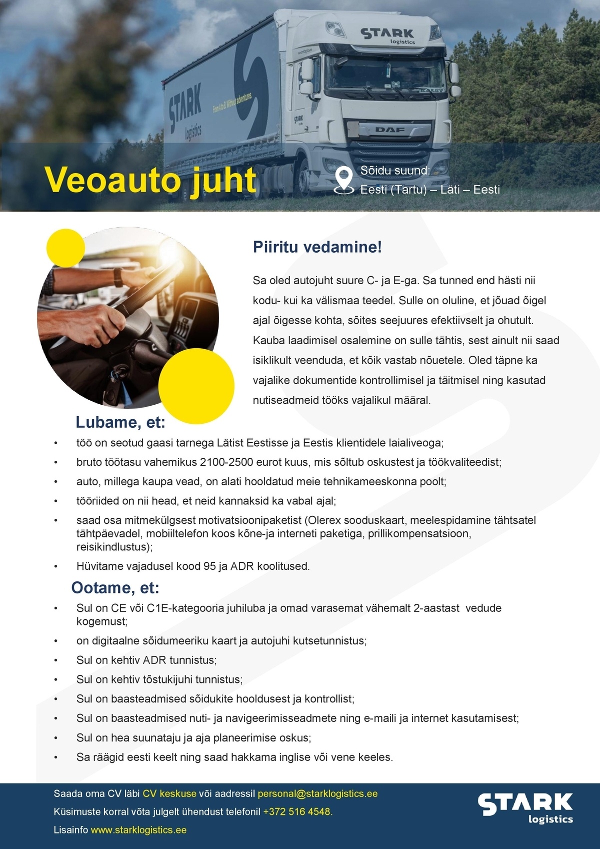 STARK LOGISTICS AS CE kategooria veoauto juht