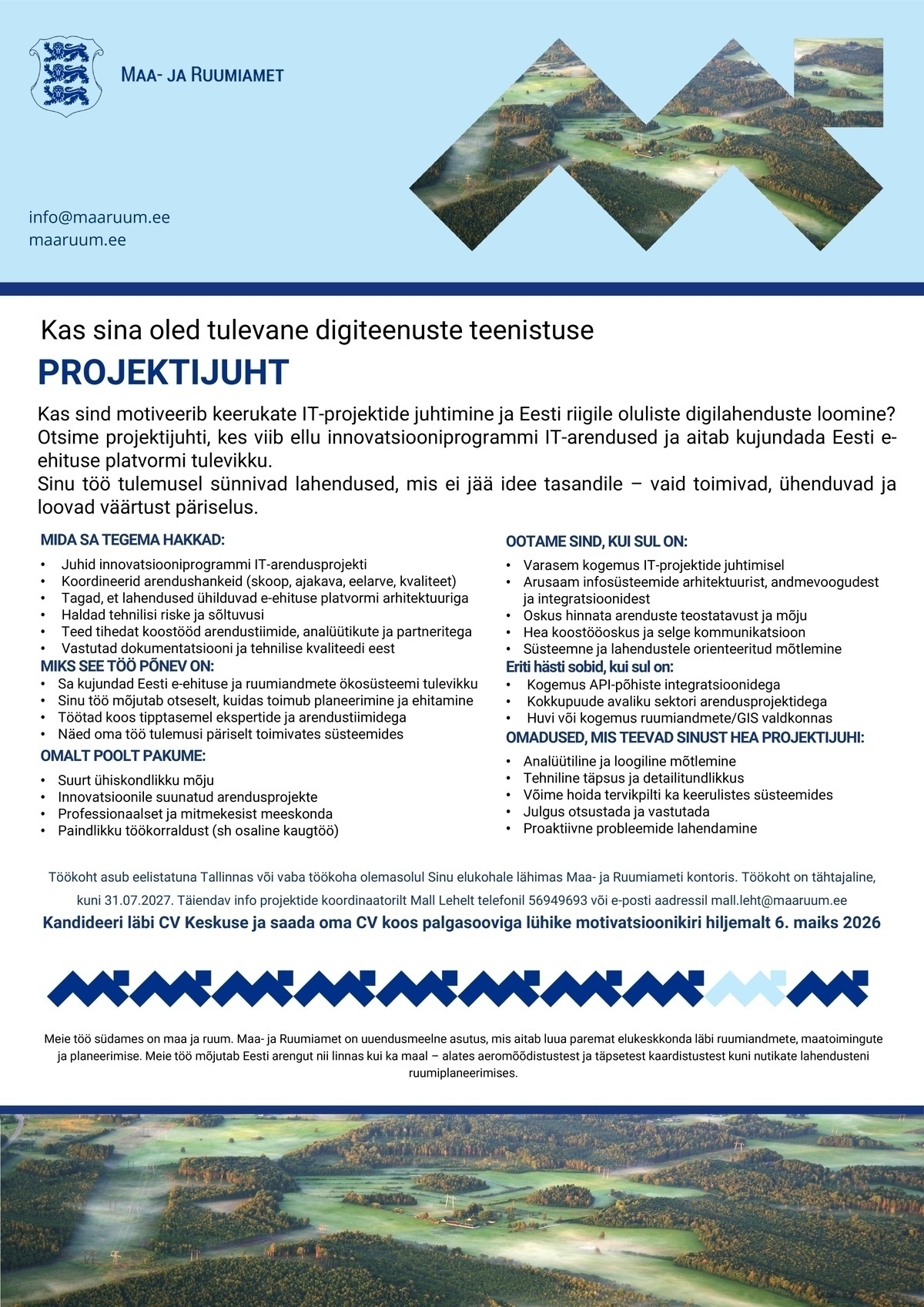 Maa- ja Ruumiamet Projektijuht