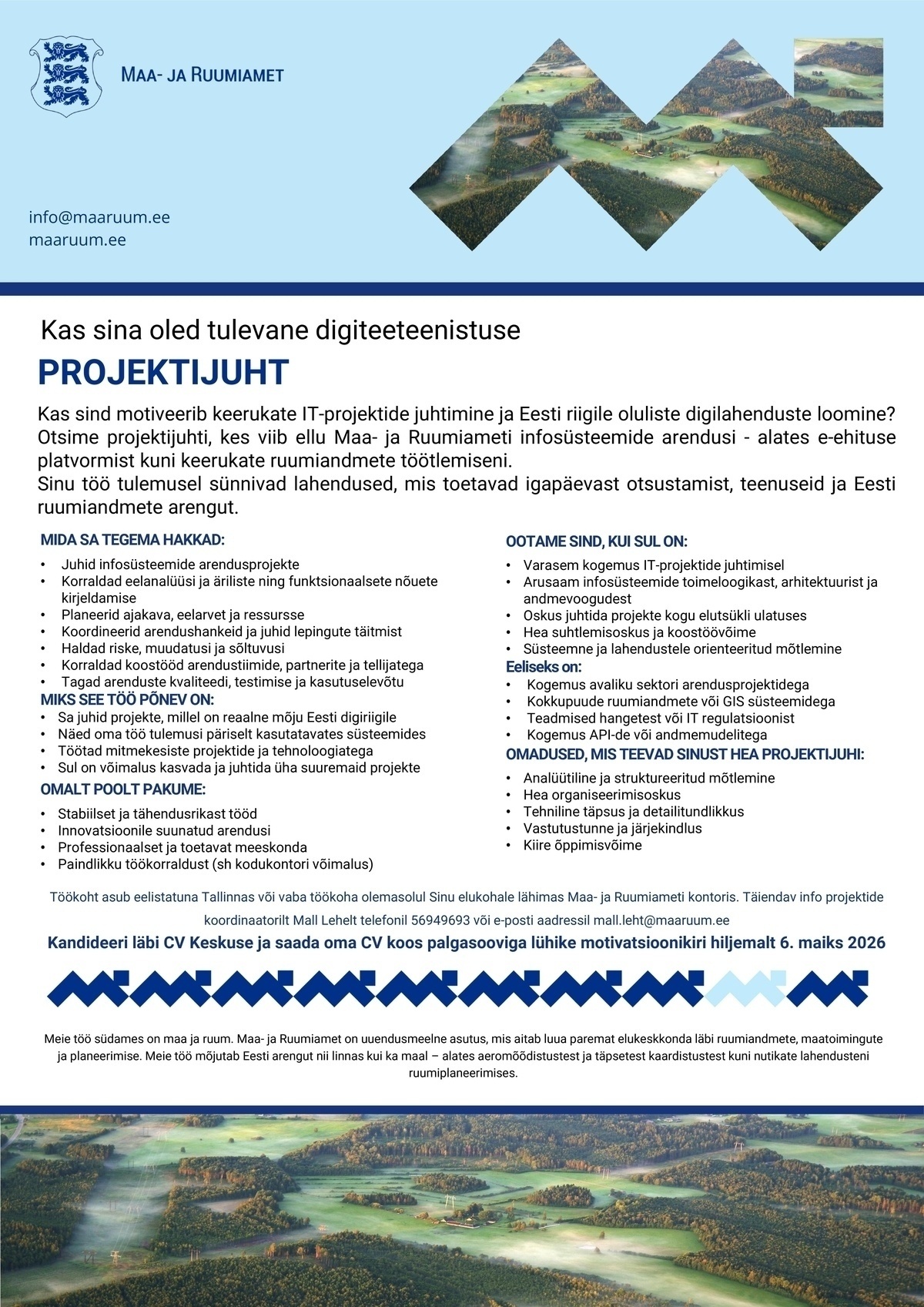 Maa- ja Ruumiamet Projektijuht