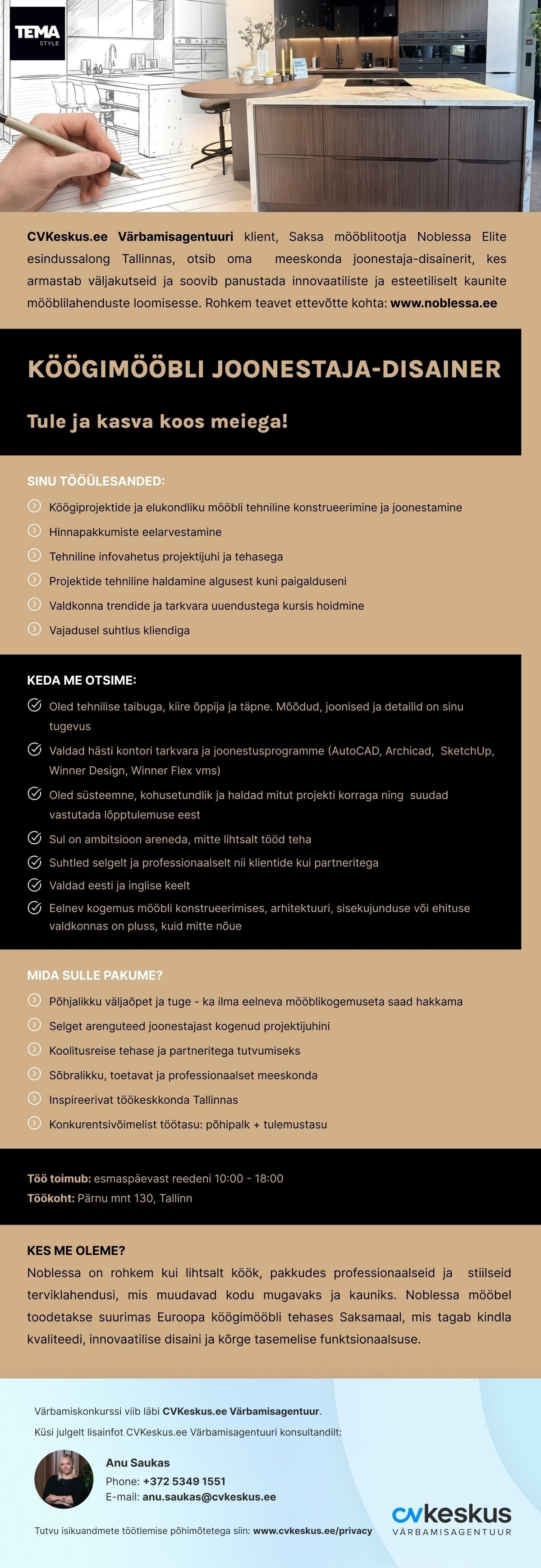 Tema Style OÜ KÖÖGIMÖÖBLI JOONESTAJA-DISAINER