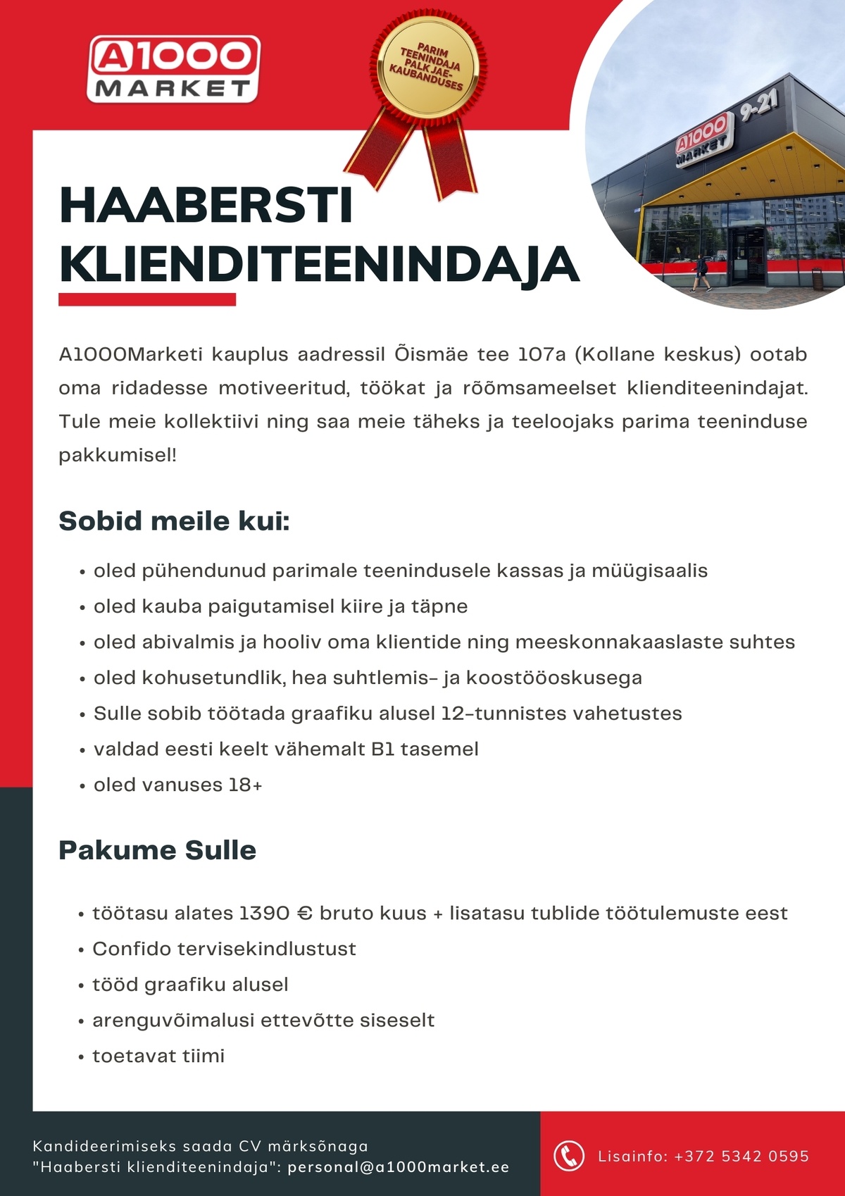 A1M OÜ Klienditeenindaja Haaberstis