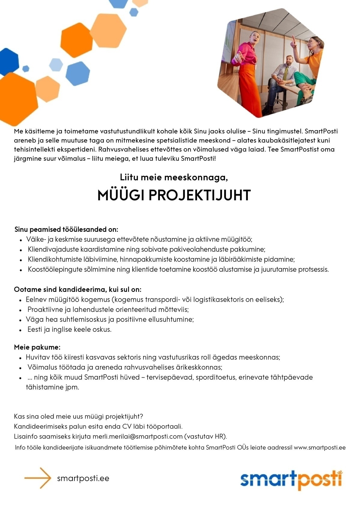 SmartPosti OÜ Müügi projektijuht